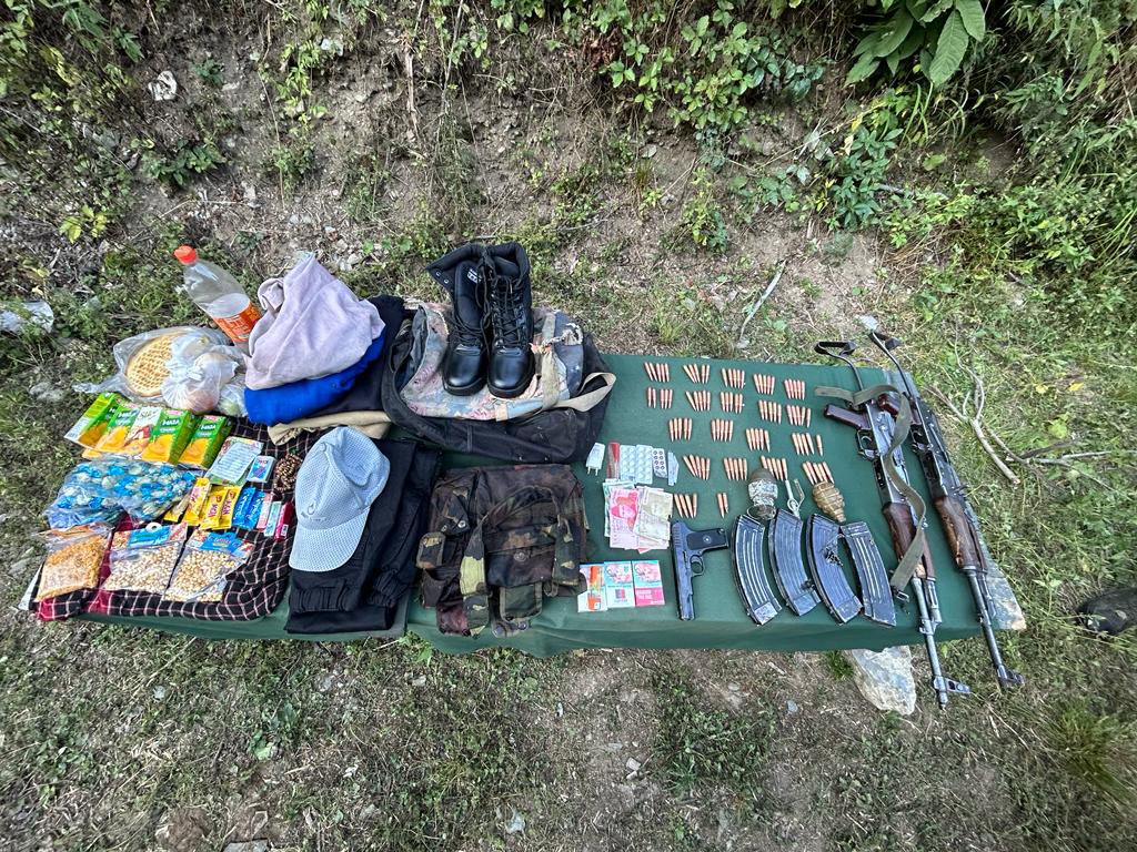 War like stores recovered from two terrorists killed in Machil Sector of Kashmir