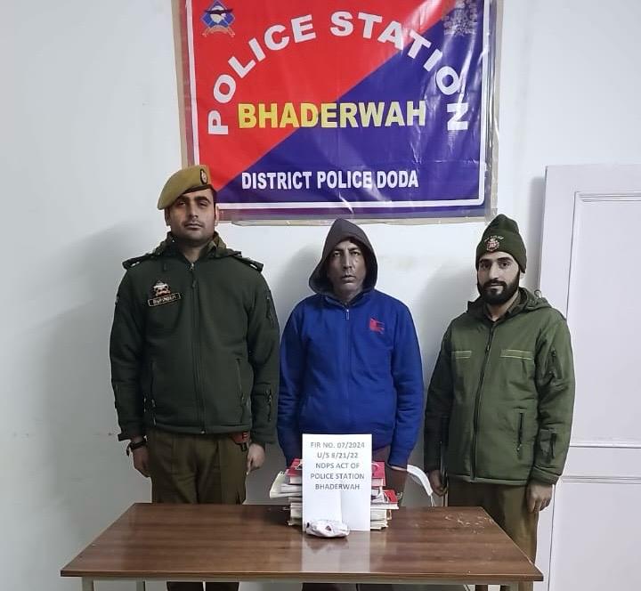 Notorious drug peddler Mehraj arrested from Bhaderwah Town: Narcotics recovered