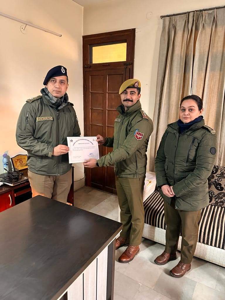 Cyber police Officers/ Officials rewarded by ADGP Jammu Zone, Shri Anand Jain, IPS for their commendable professional discharge of duty